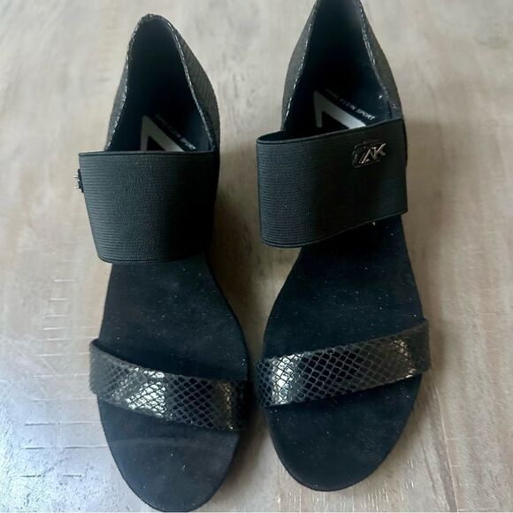 Ann Klein Sport, Cailina black wedge sandals. - Picture 1 of 7